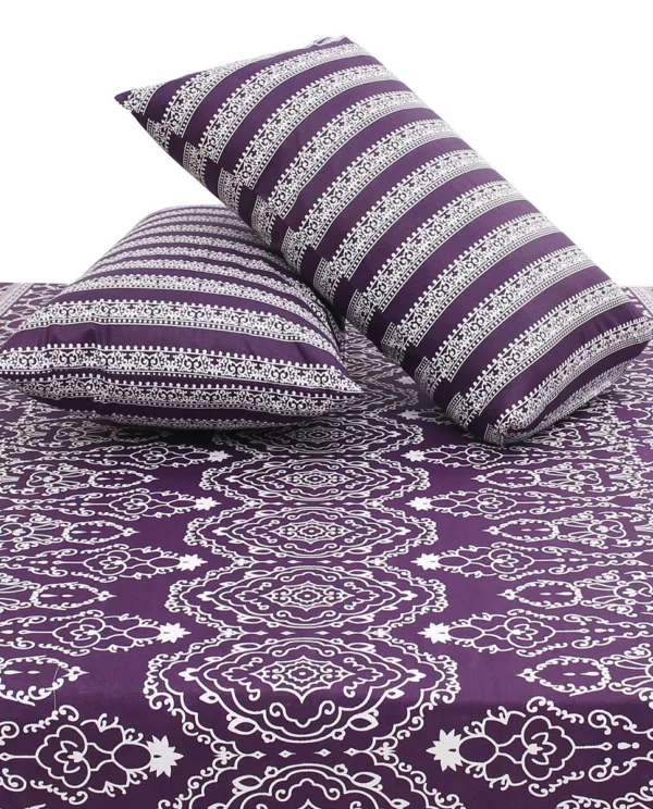 Blue Purple Pattern Double Bed Sheet